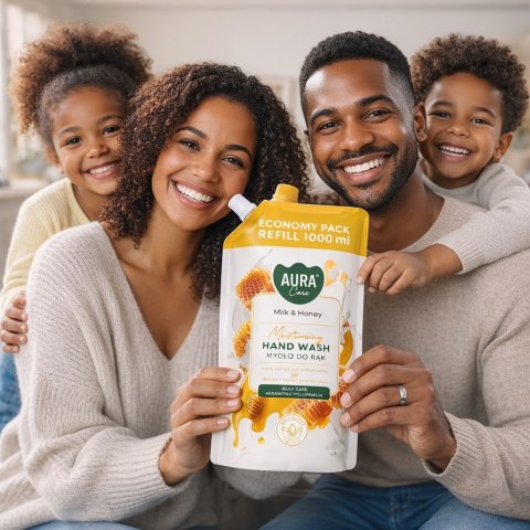 AURA Care Mydło Do Rąk Uzupełniające Mleko i Miód 1000 ml AHW-002-006