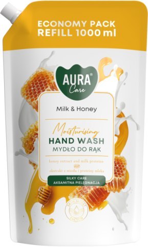 AURA Care Mydło Do Rąk Uzupełniające Mleko i Miód 1000 ml AHW-002-006