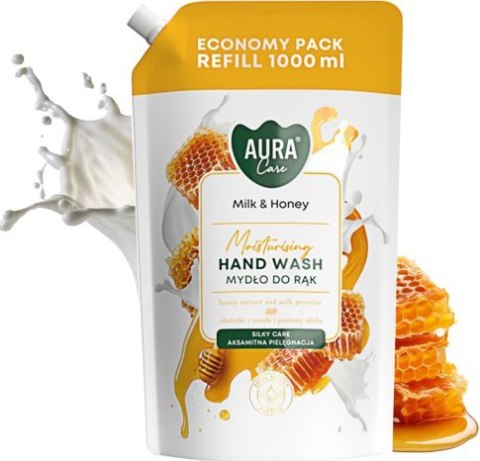 AURA Care Mydło Do Rąk Uzupełniające Mleko i Miód 1000 ml AHW-002-006