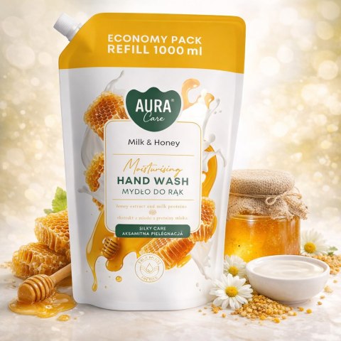 AURA Care Mydło Do Rąk Uzupełniające Mleko i Miód 1000 ml AHW-002-006