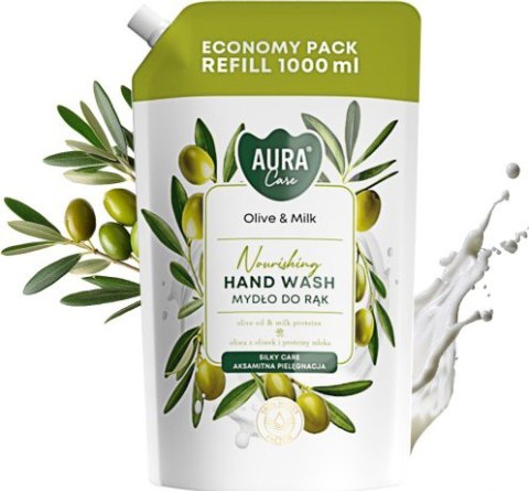 AURA Care Mydło Do Rąk Uzupełniające Oliwka i Mleko 1000 ml AHW-002-005