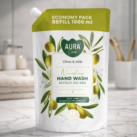 AURA Care Mydło Do Rąk Uzupełniające Oliwka i Mleko 1000 ml AHW-002-005