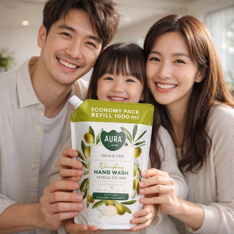 AURA Care Mydło Do Rąk Uzupełniające Oliwka i Mleko 1000 ml AHW-002-005