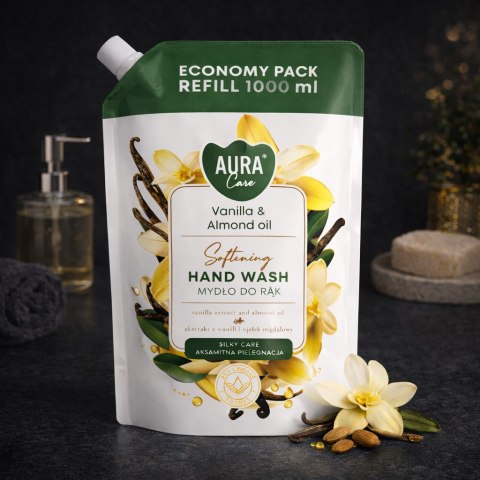 AURA Care Mydło Do Rąk Uzupełniające Wanilia i Olejek Migdałowy 1000 ml AHW-002-003