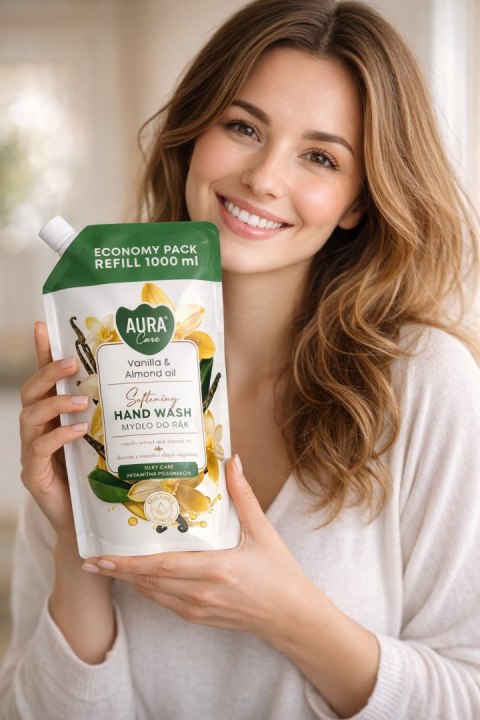 AURA Care Mydło Do Rąk Uzupełniające Wanilia i Olejek Migdałowy 1000 ml AHW-002-003