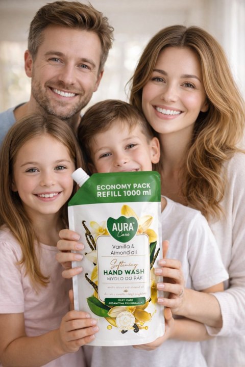 AURA Care Mydło Do Rąk Uzupełniające Wanilia i Olejek Migdałowy 1000 ml AHW-002-003