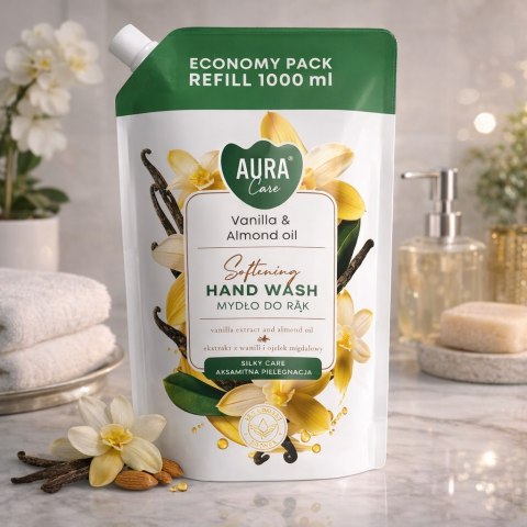 AURA Care Mydło Do Rąk Uzupełniające Wanilia i Olejek Migdałowy 1000 ml AHW-002-003