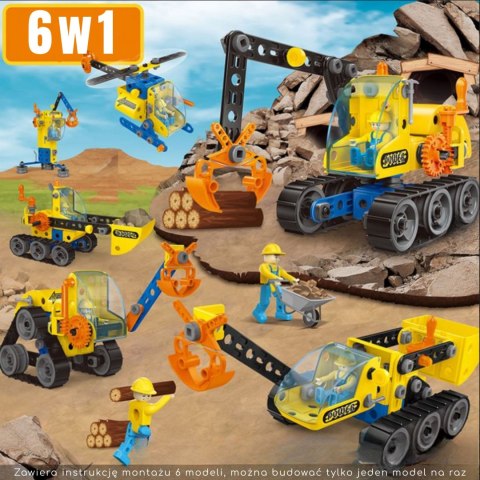 WOOPIE Klocki Konstrukcyjne Zbuduj Pojazdy Budowlane 8 Modeli STEAM