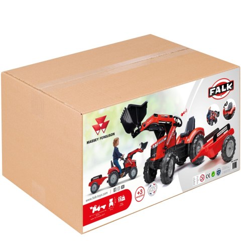 FALK Traktor na Pedały Massey Ferguson 8740S z Łyżką i Przyczepą 3-7 lat