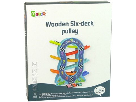 ND24_10157 Drewniana Zjeżdżalnia 6 Poziomów Autka Liczby 5904665990292