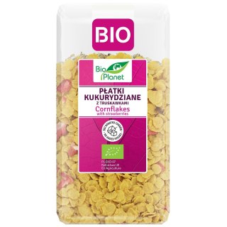 PŁATKI KUKURYDZIANE Z TRUSKAWKAMI BEZ DODATKU CUKRÓW BIO 250 g - BIO PLANET