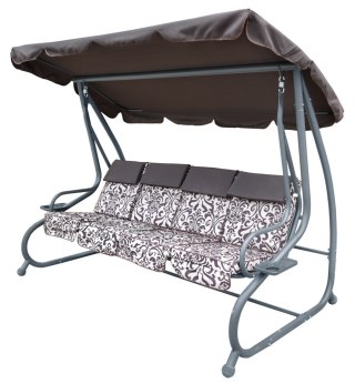 ND28_12374_8078 B Ogromna Huśtawka Ogrodowa Siedzisko Plecionka 2x1 Brązowa