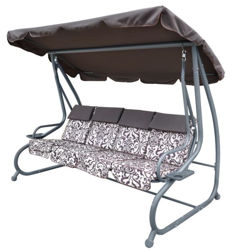 ND28_12374_8078 B Ogromna Huśtawka Ogrodowa Siedzisko Plecionka 2x1 Brązowa