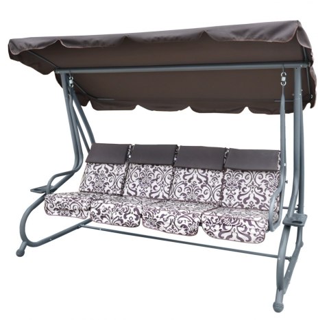 ND28_12374_8078 B Ogromna Huśtawka Ogrodowa Siedzisko Plecionka 2x1 Brązowa