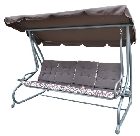 ND28_12374_8078 B Ogromna Huśtawka Ogrodowa Siedzisko Plecionka 2x1 Brązowa