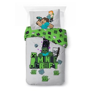 Pościel bawełna 140x200+1p70x90 Minecraft szary