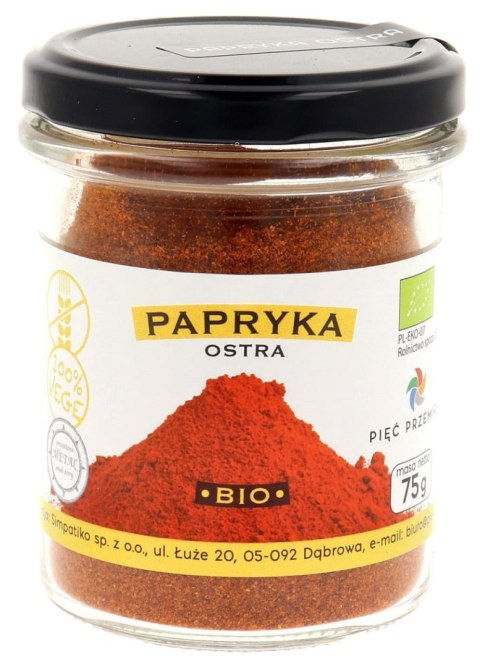 PAPRYKA OSTRA MIELONA BEZGLUTENOWA BIO 75 g - PIĘĆ PRZEMIAN