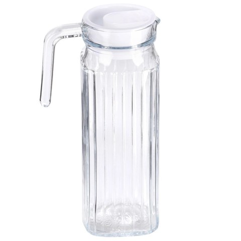 Dzbanek Szklany do Lodówki VILDE 1 L Wąski Ryflowany z Pokrywką