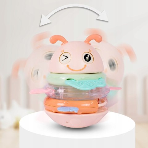 WOOPIE Baby Wańka Wstańka Zabawka Sensoryczna 2w1 Grzechotka Gryzak Różowa