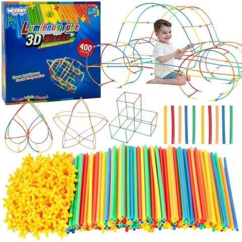 WOOPIE Klocki Konstrukcyjne Świecące Słomki 400 szt.