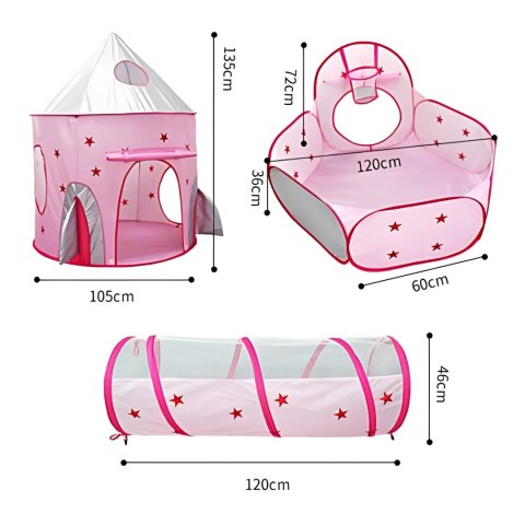 WOOPIE Namiot 3w1 Pałac Księżniczki XXL Domek Tunel Suchy Basen
