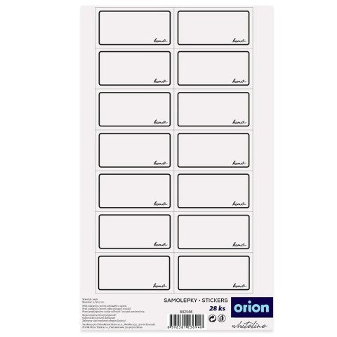 Etykiety Samoprzylepne na Słoiki ORION WHITELINE 28 szt. Białe Prostokątne