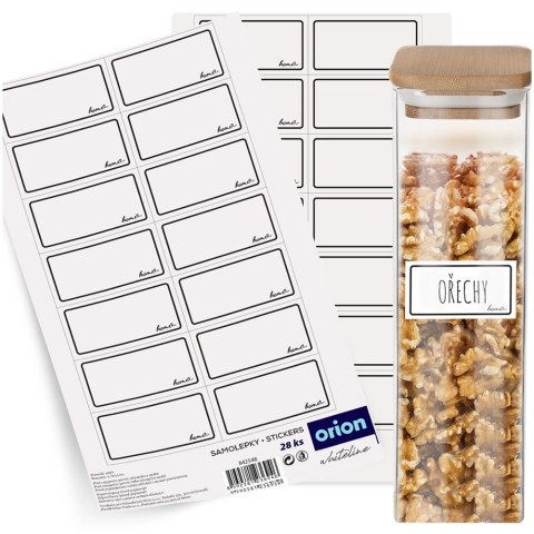 Etykiety Samoprzylepne na Słoiki ORION WHITELINE 28 szt. Białe Prostokątne