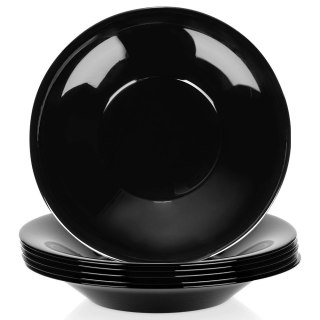 Talerze Obiadowe Głębokie Szkło Czarne 400 ml 6 szt. VILDE 21,5 cm