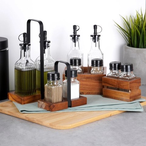 Butelki na Oliwe i Ocet VILDE 2x 190 ml Szklane Ze Stojakiem