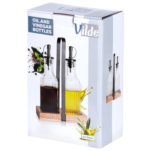 Butelki na Oliwe i Ocet VILDE 2x 190 ml Szklane Ze Stojakiem