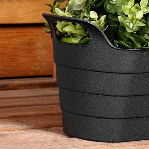 Doniczka Ogrodowa Podłużna VILDE 44,5 cm Czarna z Wygodnymi Uchwytami