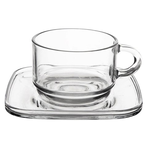 Filiżanki ze Spodkiem LAV Szklane 250 ml Przezroczyste do Zmywarki 6 szt.