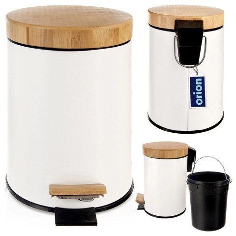 Kosz na Śmieci Metalowy z Pedałem Biały 3 L ORION WHITELINE Pojemny