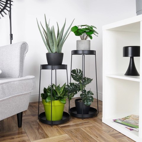 Kwietnik Metalowy Czarny 2-poziomowy Dekoracyjny ORION 46 / 58 cm 2 szt.