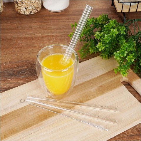 Słomki Szklane z Czyścikiem Zestaw 5 el. 20 cm Borokrzemowe Grube EH