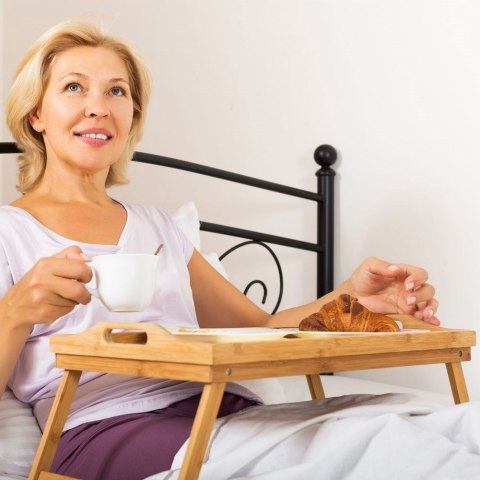 Stolik Śniadaniowy ORION 50x30x24,5 cm Bambusowy Drewniany do Łóżka Laptopa