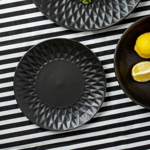 Talerz Deserowy Ceramiczny Czarny NAVA SOHO 20 cm Tłoczony Zmywarka