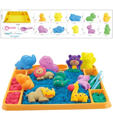 WOOPIE Piasek Kinetyczny 1,2 kg Zestaw XL ZOO Stolik z Foremkami