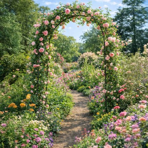 Pergola ogrodowa LUARO łuk uchwyt na róże kwiaty bluszcz pnącza metalowa 240 x 140 cm