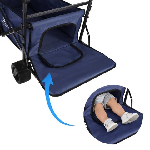 Wózek transportowy LUARO plażowy składany z daszkiem i siatką granatowy
