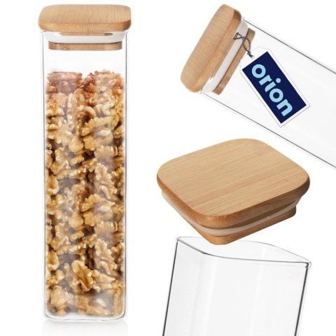 Pojemnik Szklany Kwadratowy Sypkie 600 ml ORION z Uszczelką 21 x 6 cm