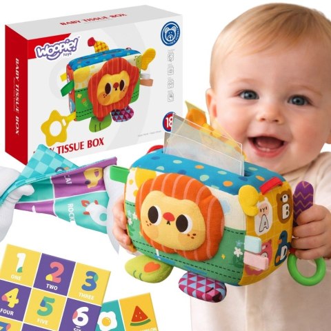 WOOPIE BABY Zabawka Edukacyjna Sensoryczna Pani Metka Pudełeczko Chusteczek