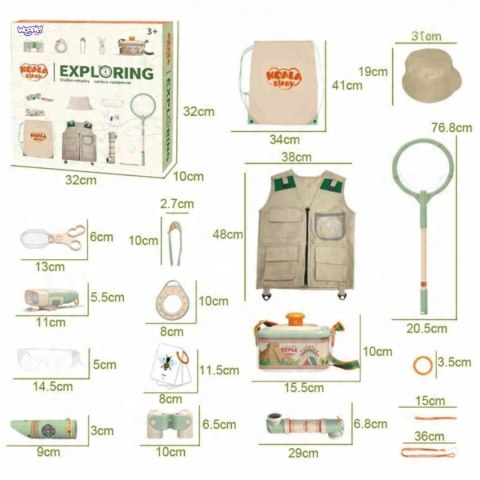 WOOPIE Discovery Zestaw Małego Odkrywcy Lornetka Kompas Siatka na Owady Motyle Latarka