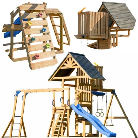 AXI Mitch play tower - Duży Plac Zabaw Drewniany Zjeżdżalnia Hustawki Ścianka Wspinaczkowa + Wieża