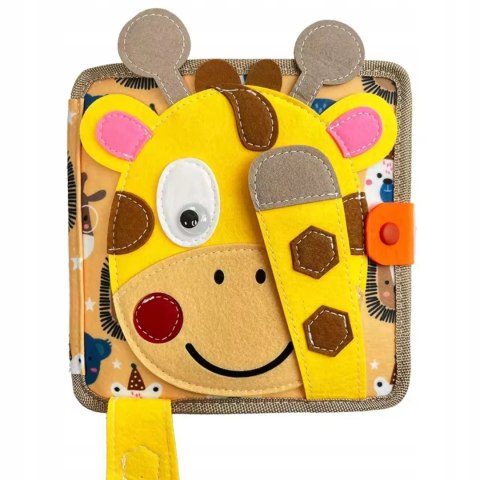 Książeczka filcowa odczepiane elementy rzepy Montessori żyrafa F30