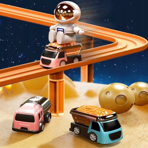 Interaktywny tor przeszkód samochodowy zjeżdżalnia 3 auta astronauta 555-1