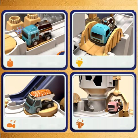 Interaktywny tor przeszkód samochodowy zjeżdżalnia 3 auta astronauta 555-1