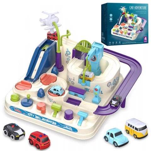 Interaktywny tor przeszkód samochodowy zjeżdżalnia helikopter 4 auta 802A