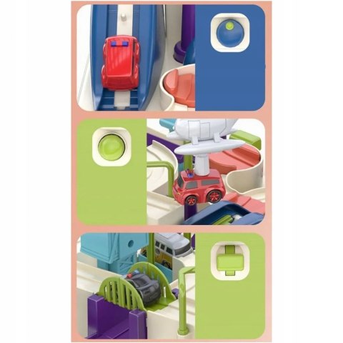 Interaktywny tor przeszkód samochodowy zjeżdżalnia helikopter 4 auta 802A