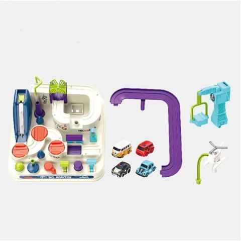 Interaktywny tor przeszkód samochodowy zjeżdżalnia helikopter 4 auta 802A